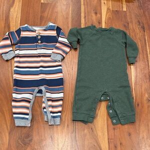 Carter's Striped Navy and Solid Green Footies